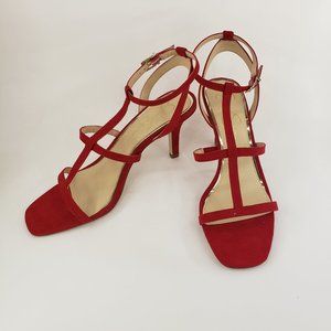 JESSICA SIMPSON LIPSTICK MICROSUEDE SANDALS